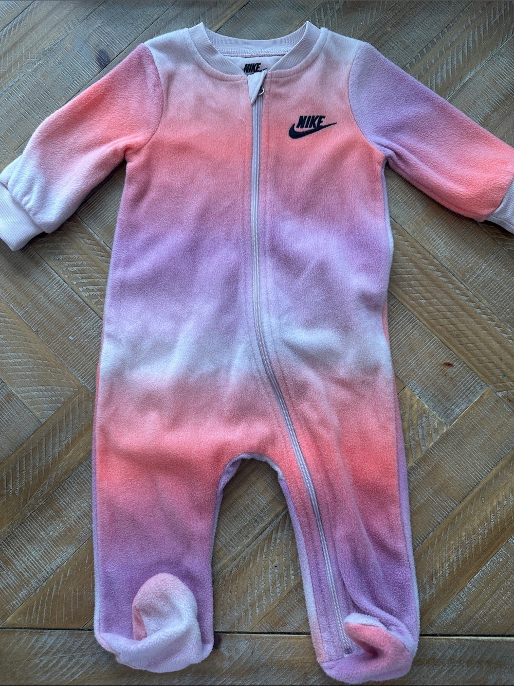 Nike Pink and Purple Ombre Baby Footed Fleece One-Piece